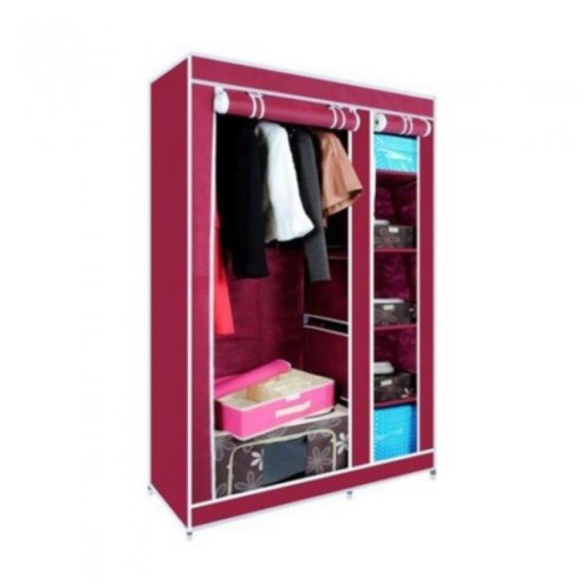 Portable Storage Organizer Clothes Rack With Shelves Pink