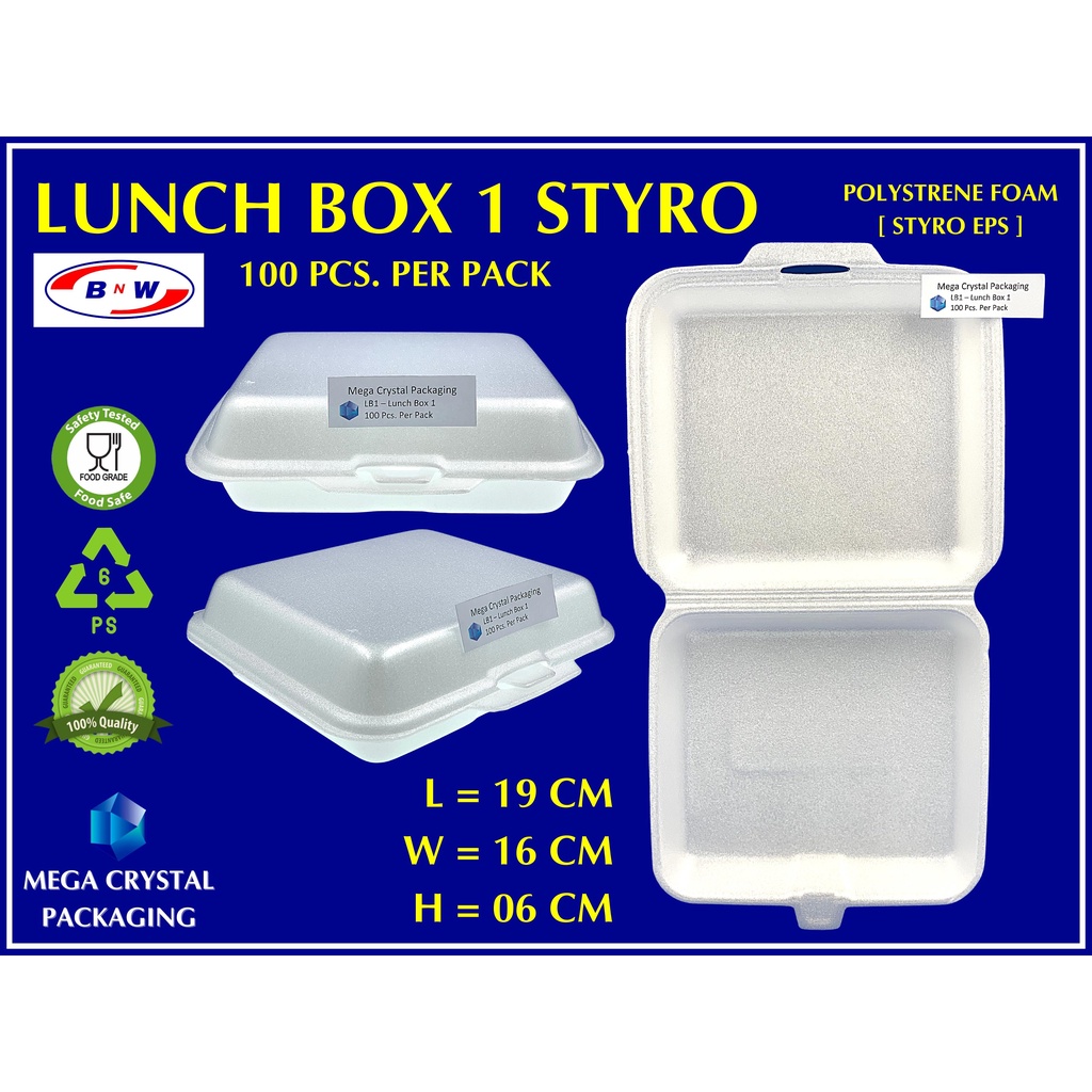 Styro Disposable Lunch Box 50 Pcs Per Pack Shopee Philippines