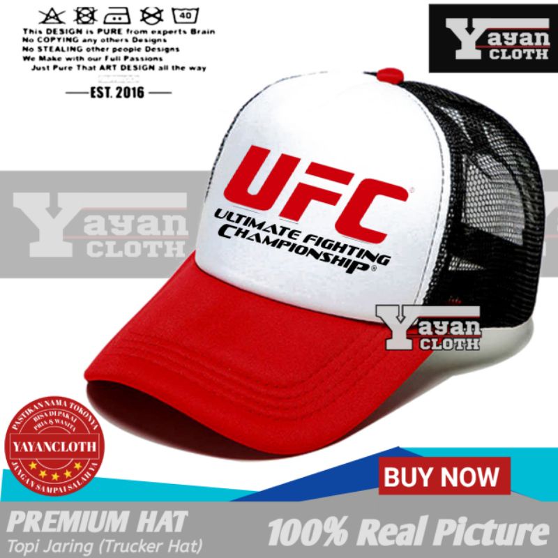 UFC Logo Embossed Velvet Soft Drill Trucker Hat for Unisex