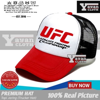 UFC Logo Embossed Velvet Soft Drill Trucker Hat for Unisex #1