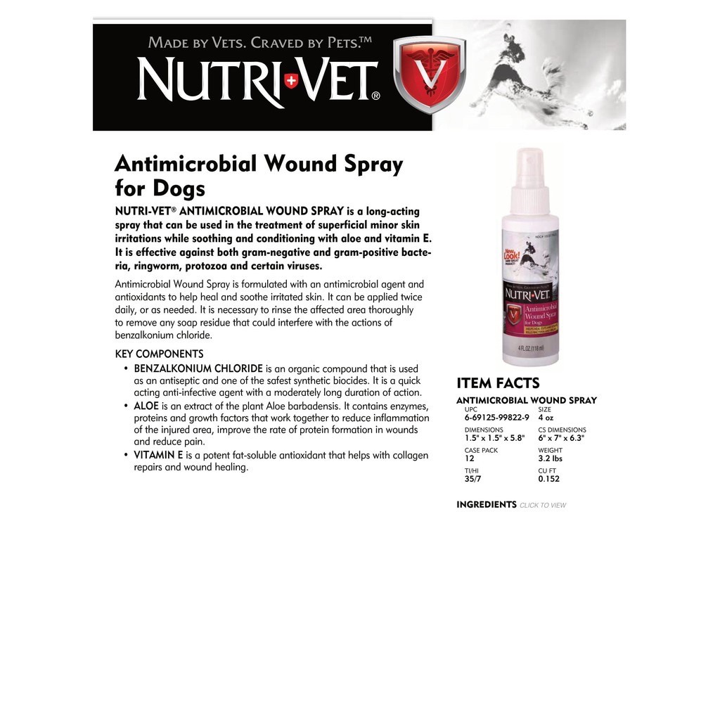 Nutrivet Antimicrobial Wound Spray For Dogs Shopee Philippines
