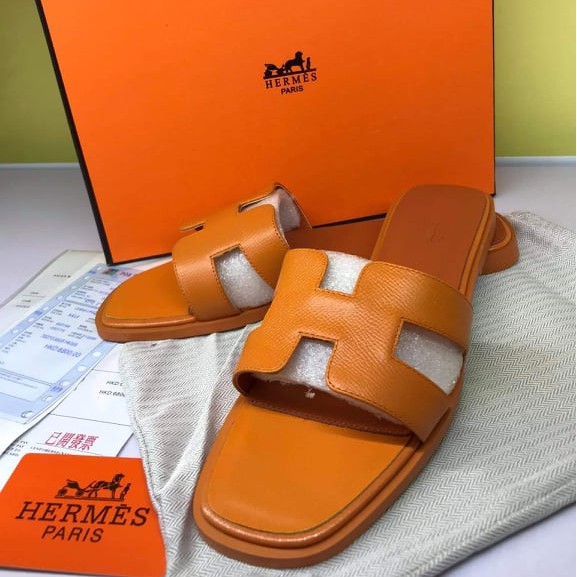 orange hermes slippers