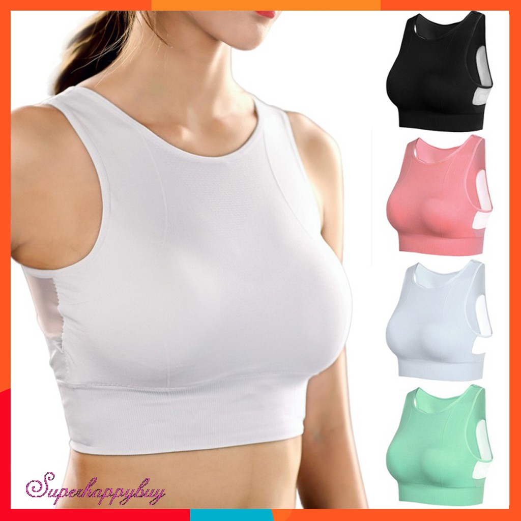 Women's Running Vest Mesh Sports Bra Cotton Soft Breathable Fitness Workout Wear 