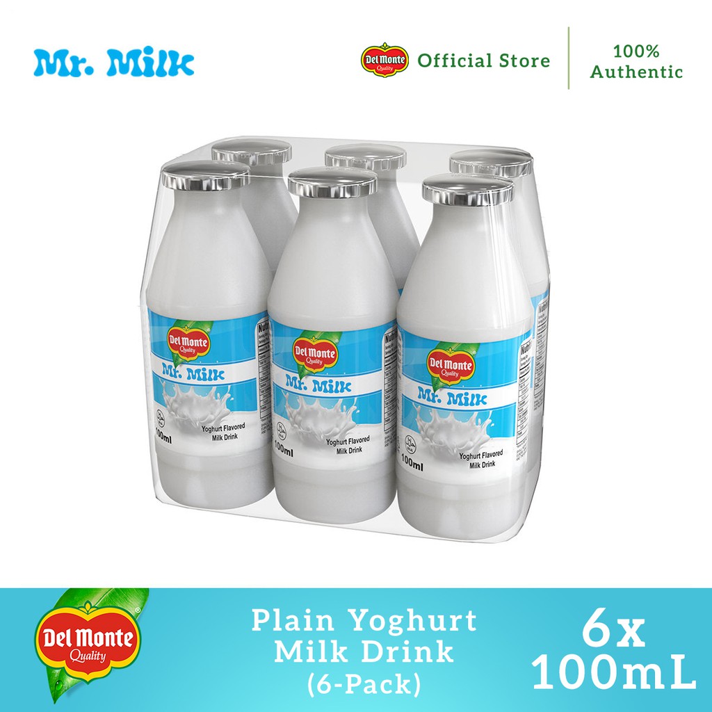 Del Monte Mr. Milk Plain Yoghurt Flavored Milk Drink 100mL x 6 Shopee