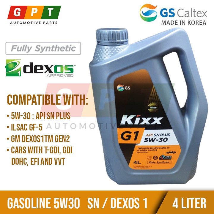 Kixx G1 ( 5W30 - Fully Synthetic ) 4L Gallon - SN / ILSAC GF-5 Dexos1 ...