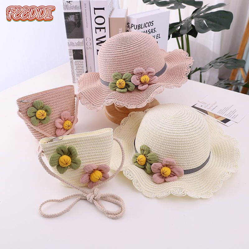 FEEDDI New infant girl cap beach cap cap beach straw hat cap baby baby ...