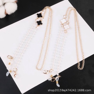 3 PCS Delicate Clover Pearl Beaded Mask Chain Women Eyeglasses Chain Pendant Necklace Hanging Lanyard Holder Strap 72CM