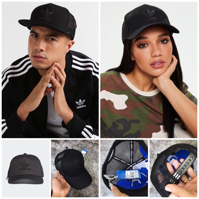 adidas black trucker cap