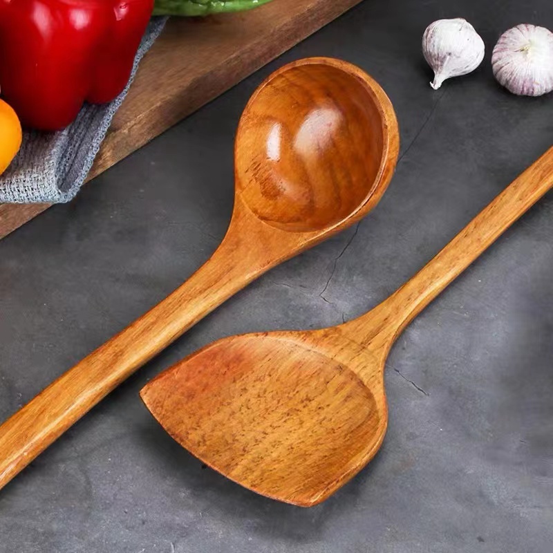 4-item kitchenwares Wooden Spatula Wooden sandok Rice Paddle Wooden Spoon Paddle Cooking Tool Aikea