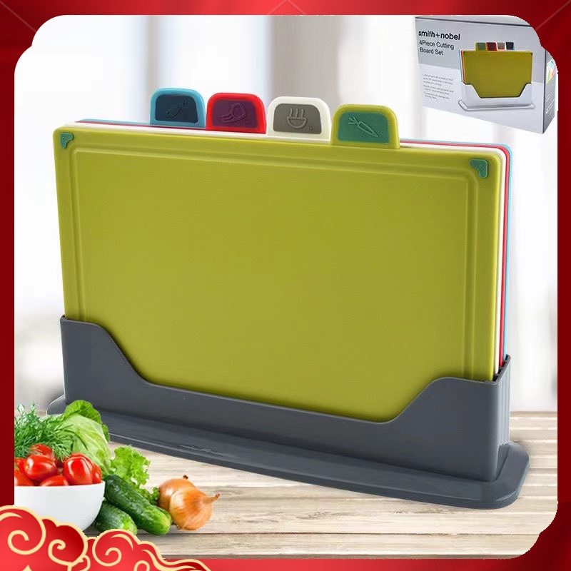 LL 5in1 Index Chopping Board Set with Storage Case Color Coded Anti