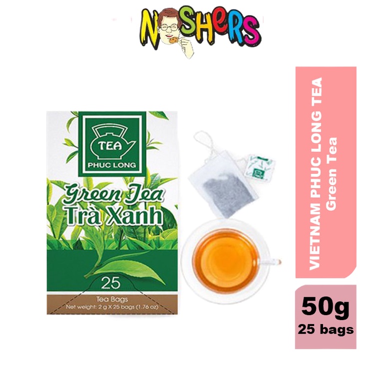 Noshers Tea Phuc Long Green Tea Bags Vietnamese Product 50g (25 Bags 