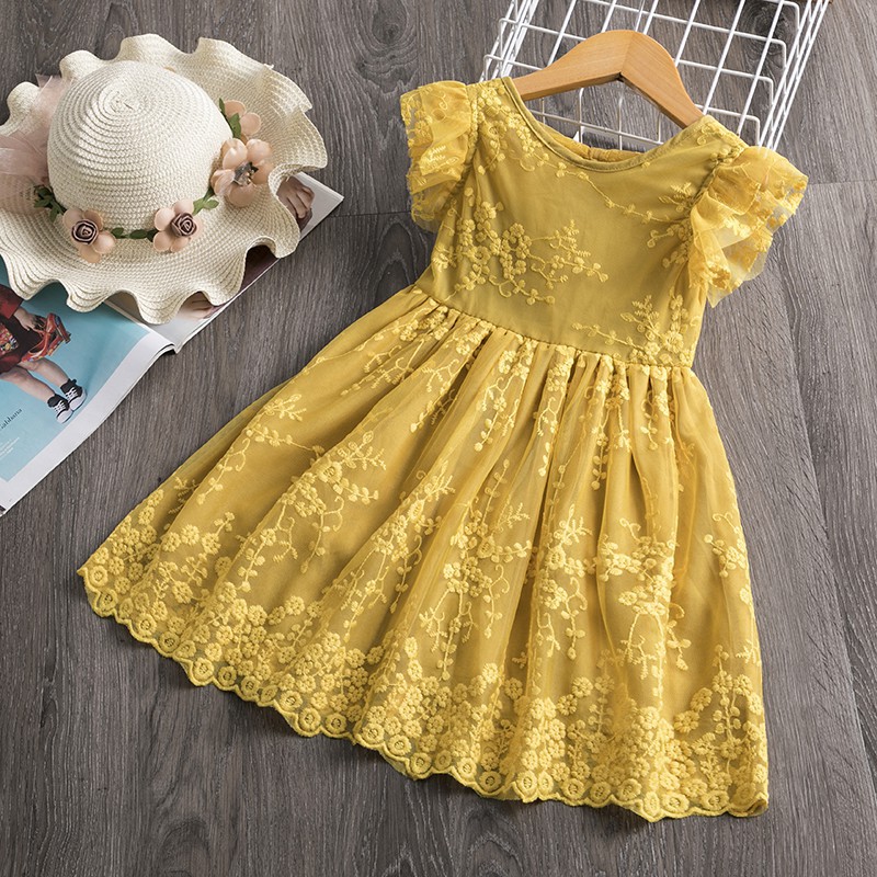 yellow party wear dress for baby girl