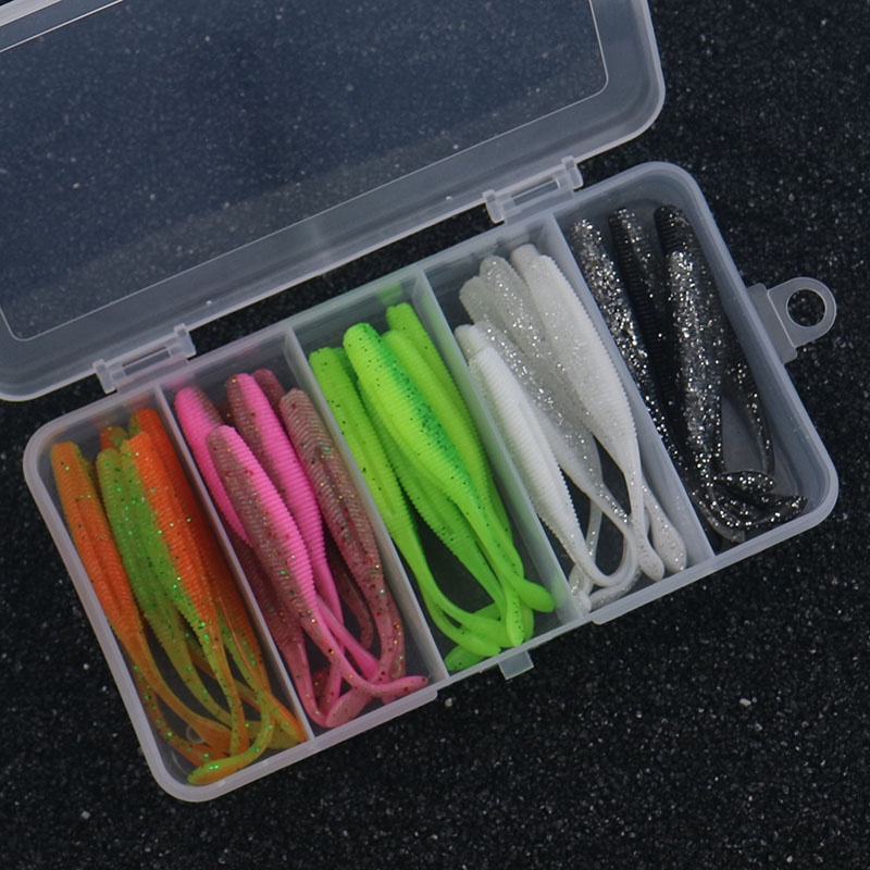 30pcs/box Plastic Stick Bait Wacky Worms Soft Lures With Salt Bulbous ...