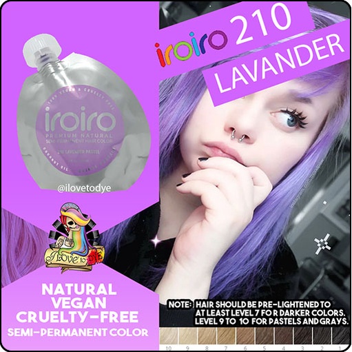 Iroiro 210 Lavender Pastel Vegan CrueltyFree SemiPermanent Hair Color