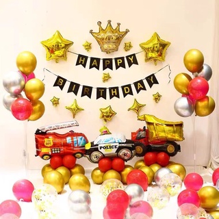 Boys Birthday Party Decoration Balloons/large and Small Airplane Truck Tanks Police Cars Fire Trucks Aluminum Foil Balloons/thick Children's Toy Balloons/safe and Environmentally Friendly Reusable/vehicle Series Theme Party Decoration Balloons #6