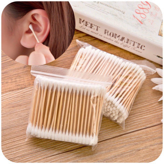 LW 75PCS Double Headed Wood Cotton Swabs Clean Earwax Cotton Swab
