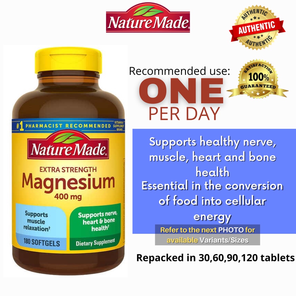 Nature Made Extra Strength Magnesium 400 mg Shopee Philippines