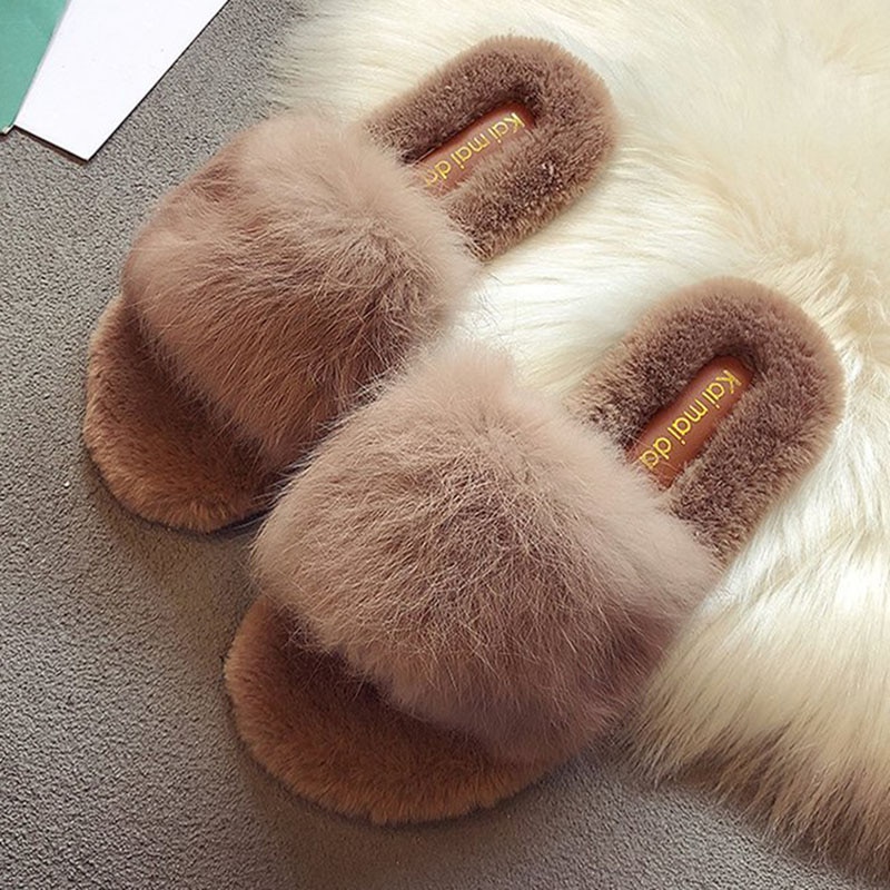 fluffy mules slides