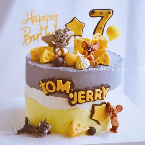 Personalised Cat Tom and Jerry Cake and Cupcake Toppers Children's Birthdays 