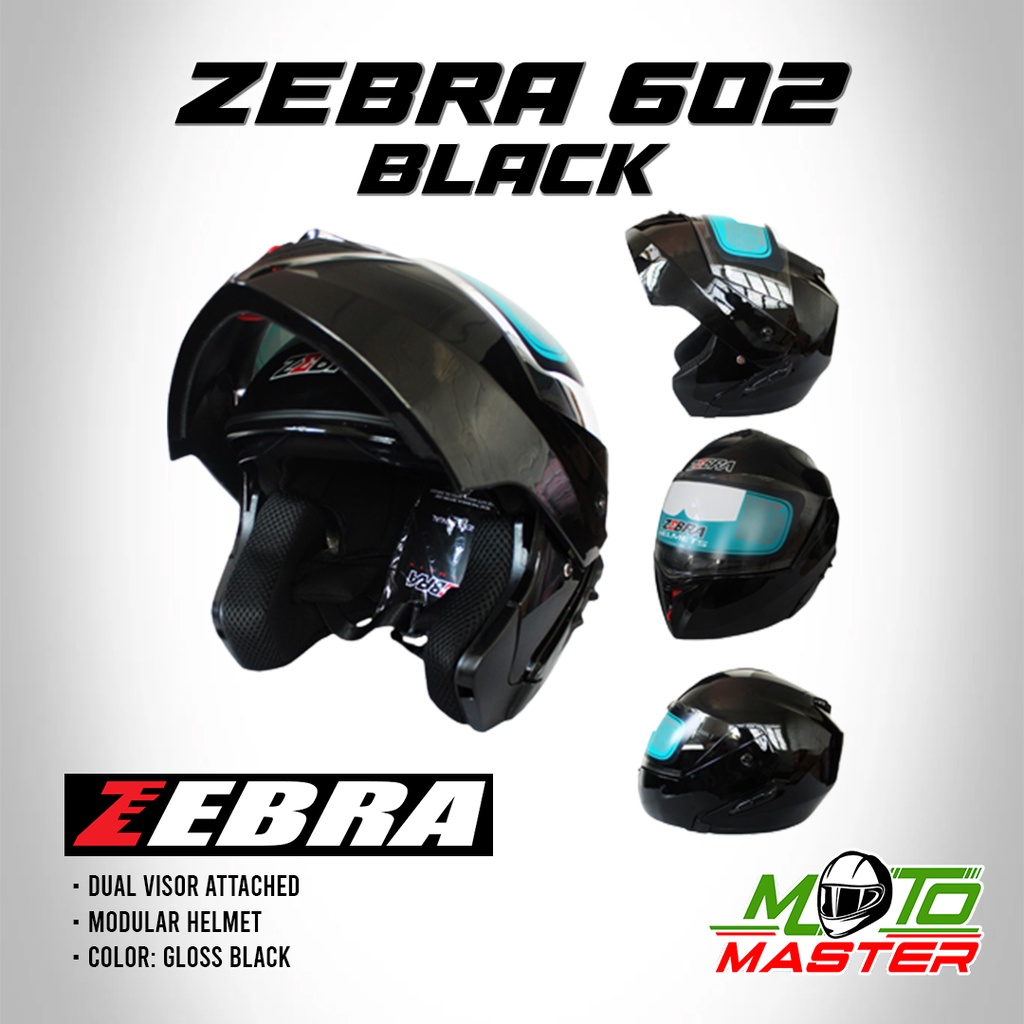 Zebra 602 Modular Helmet Gloss Black Shopee Philippines