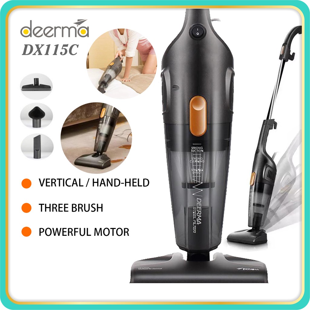 Deerma DX115C Household Vacuum Cleaner for home Strong Suction Handheld Pushrod Cleaner Shopee