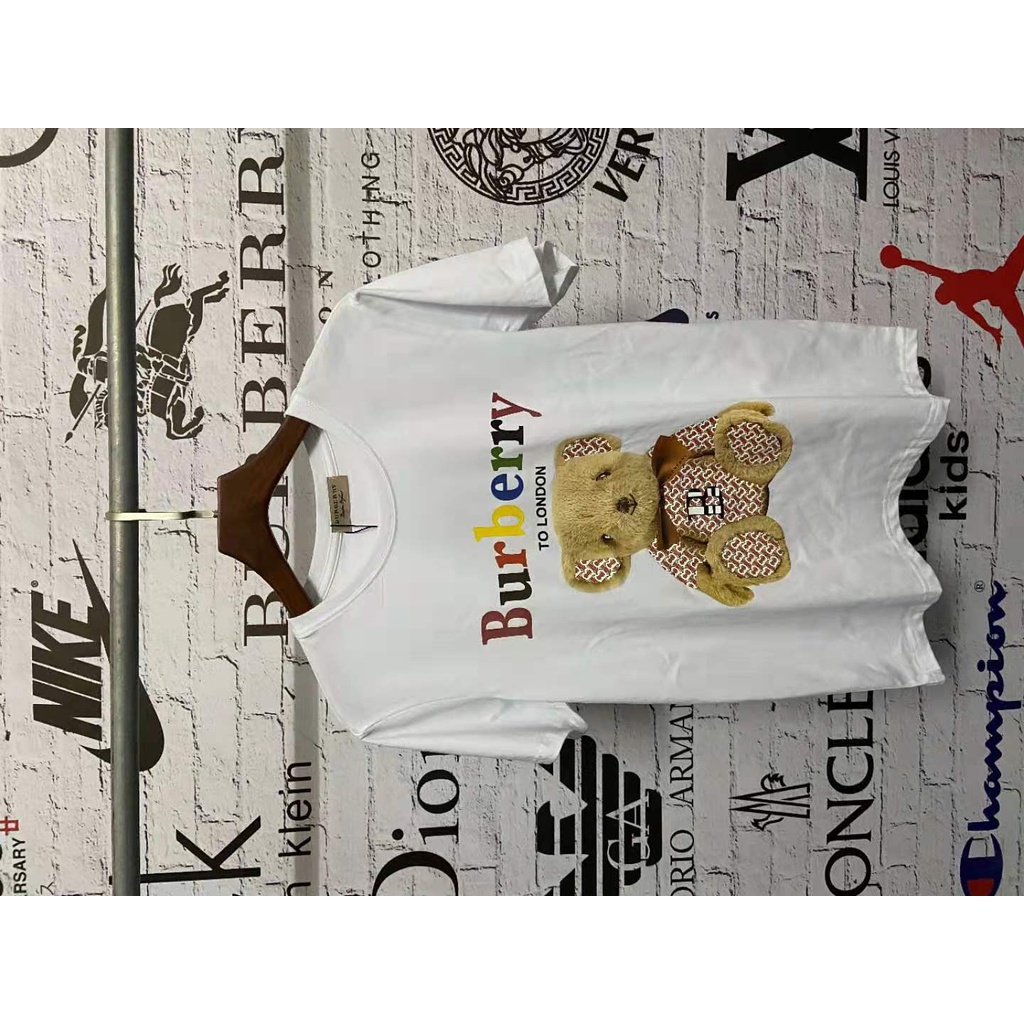 BURBERRY colorful letters bear loose T-shirt pure cotton short sleeves |  Shopee Philippines