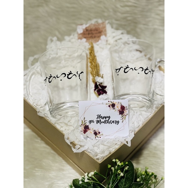 Clear Mugs Couple or Double Personalized in Curated Box