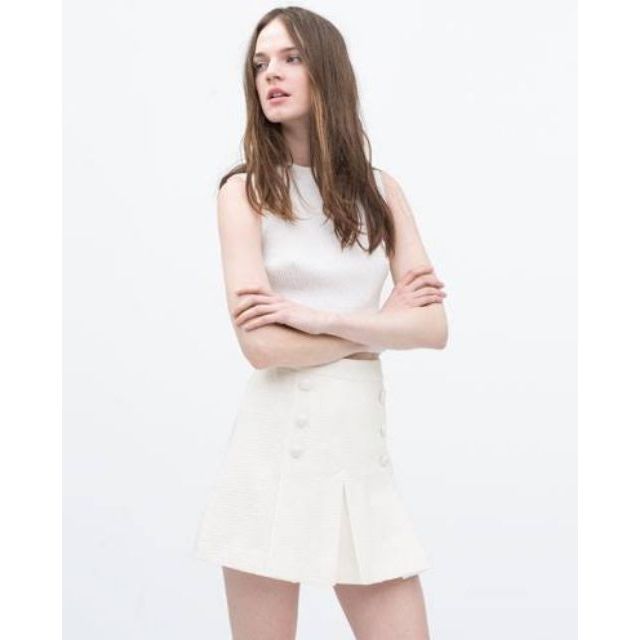 zara white tweed skirt