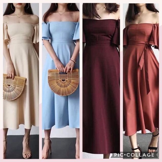 casual off the shoulder midi dress