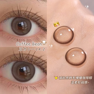 2pcs Colored Contact lens Yearly Black Coffee Bean Grade 0.00 -8.00 Degree【w/Freebies W/O Solution】