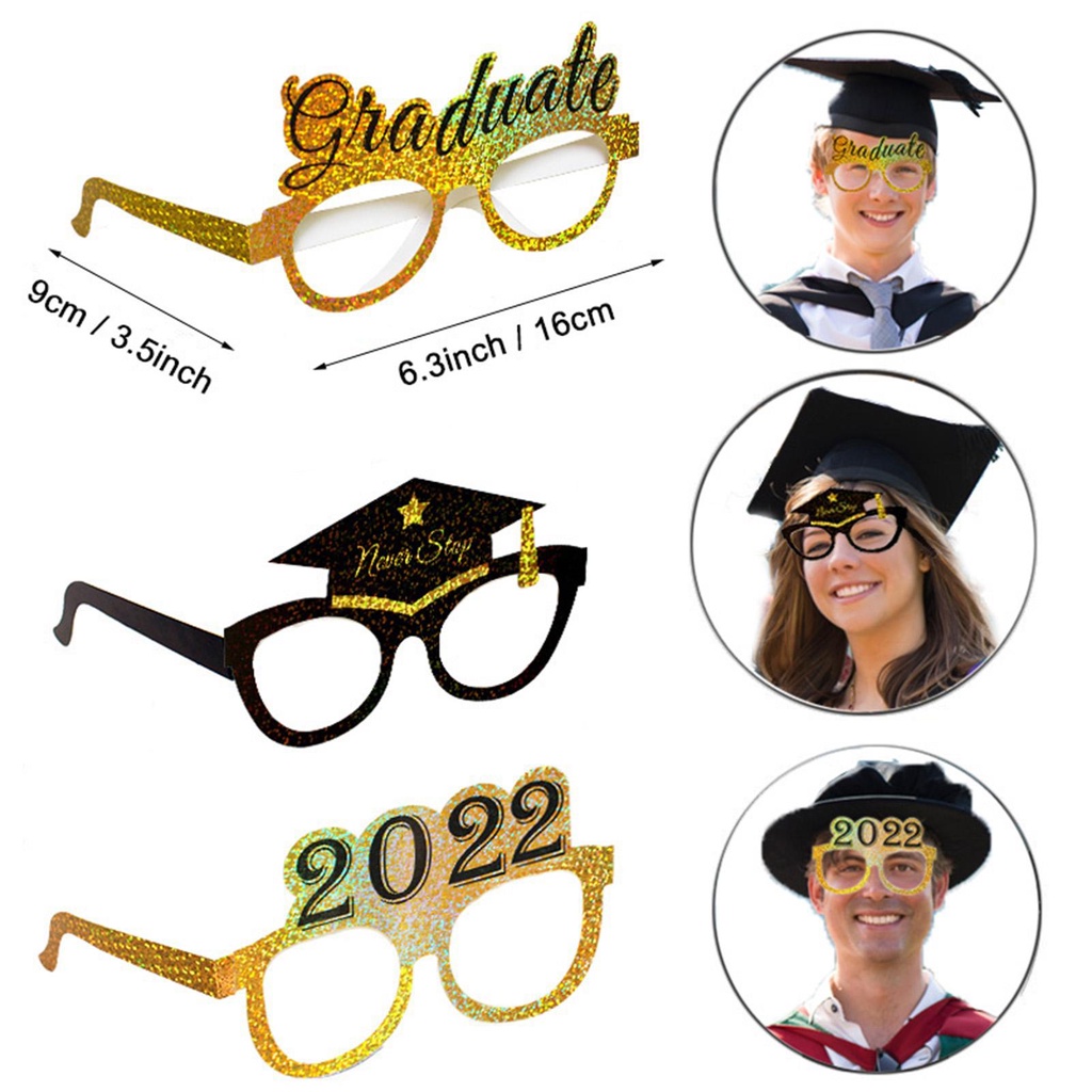 Class of 2022 Graduation Eyeglasses Set Black and Gold Glitter Grad ...