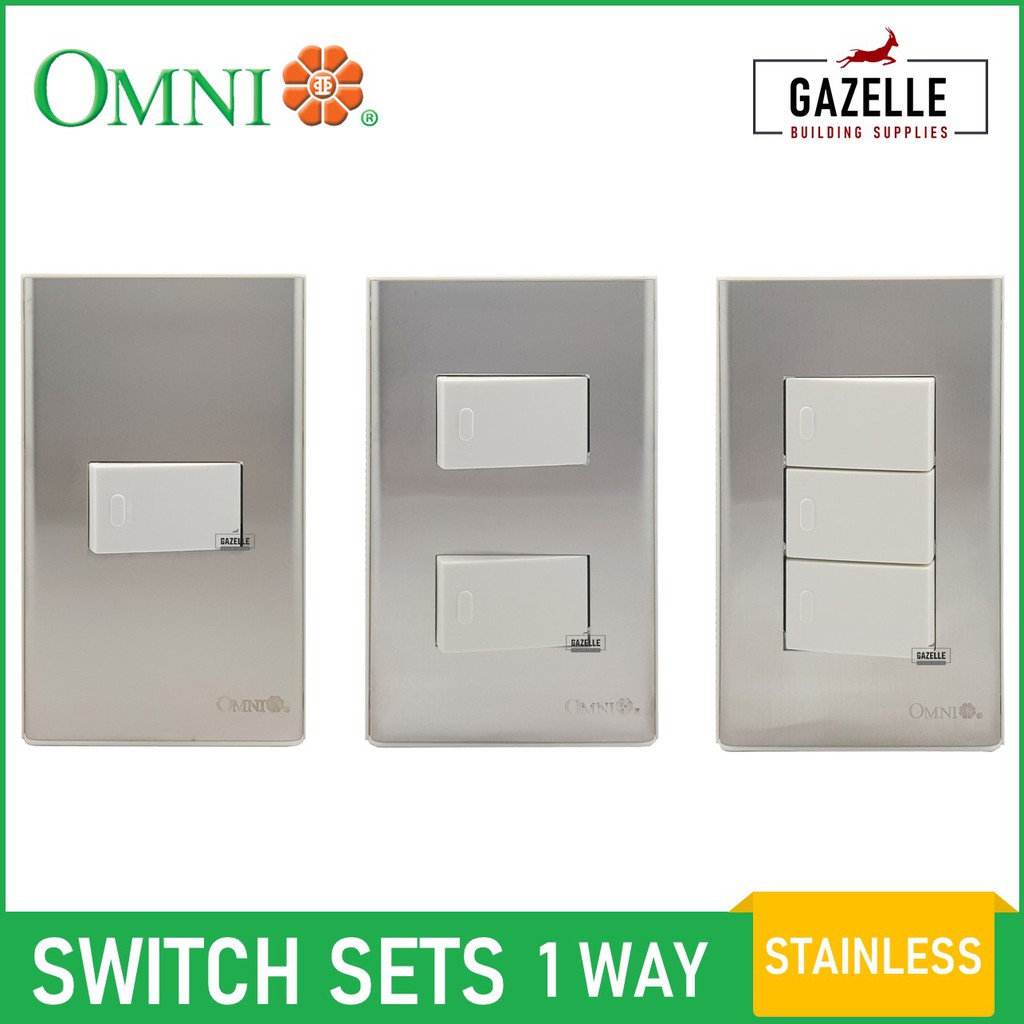 Omni Wide Series 1 Way Switch Sets Stainless Plate Illuminated and Non