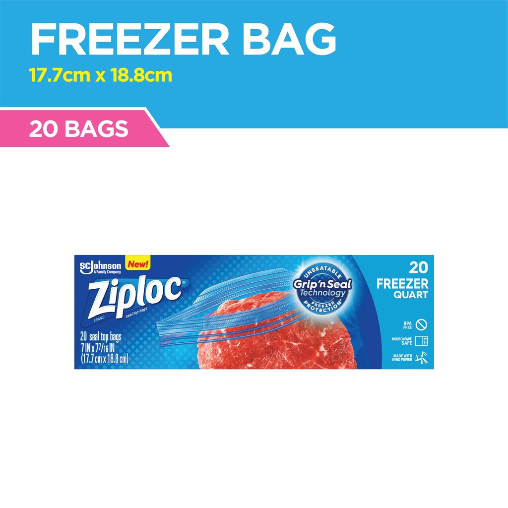 Ziploc Freezer Bags Quart 20's | Shopee Philippines