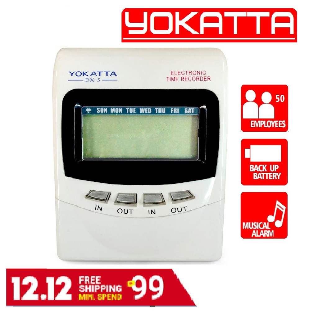 Yokatta DX5 Digital Bundy Clock w/Timecard & Time Card Rack Shopee