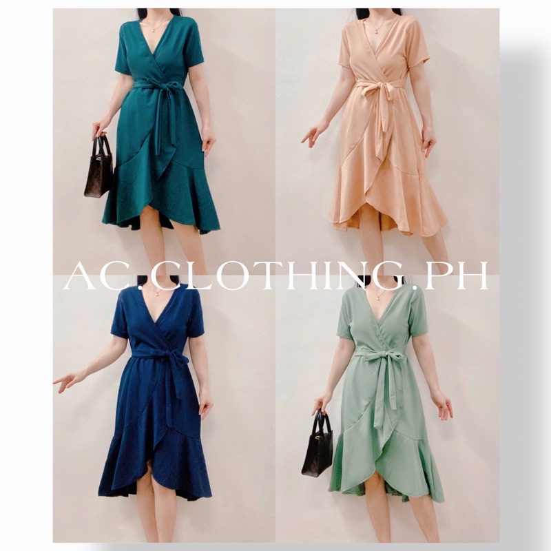 GWEN RUFFLED MIDI DRESS (BY AC.CLOTHING.PH) Shopee Philippines