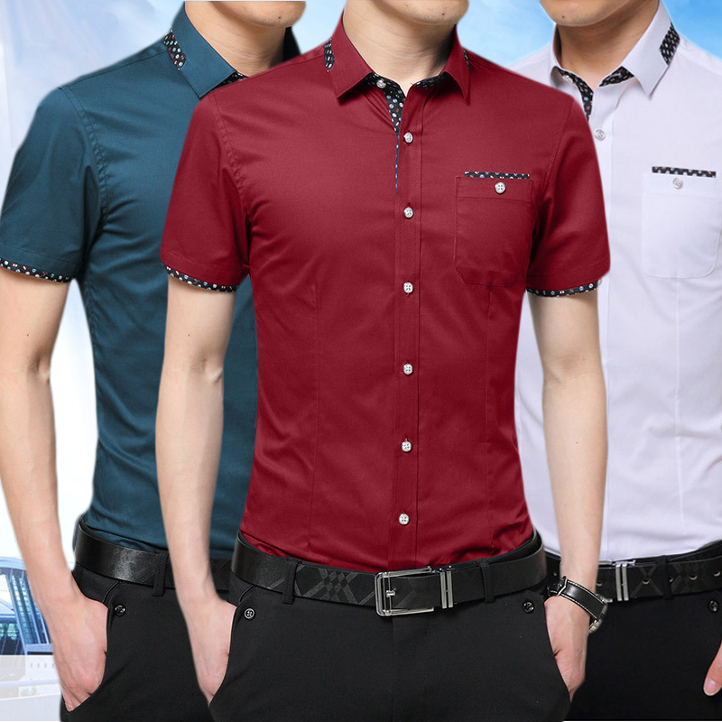 7 Colors Men's Casual ShirtSshort Sleeve Floral Kemeja Bunga Business ...