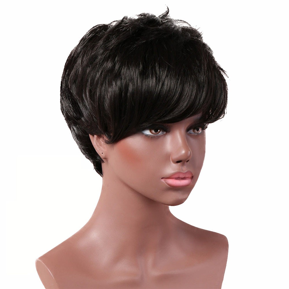 Fashion Short Pixie Cut Straight Fluffy Synthetic Wig Daily Full