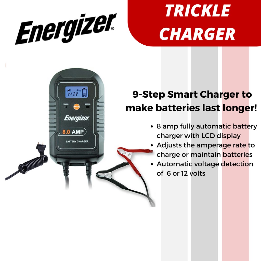Energizer Battery Trickle Charger 6V/12V 8A with 9 Step Smart Charger