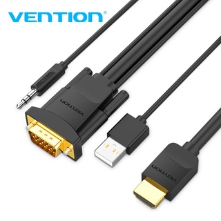 Vention HDMI to VGA Cable Video Adapter HDMI Male to VGA Male Converter With 3.5mm Audio USB Power Cable Adapter for Computer Laptop Monitor Projector HDTV