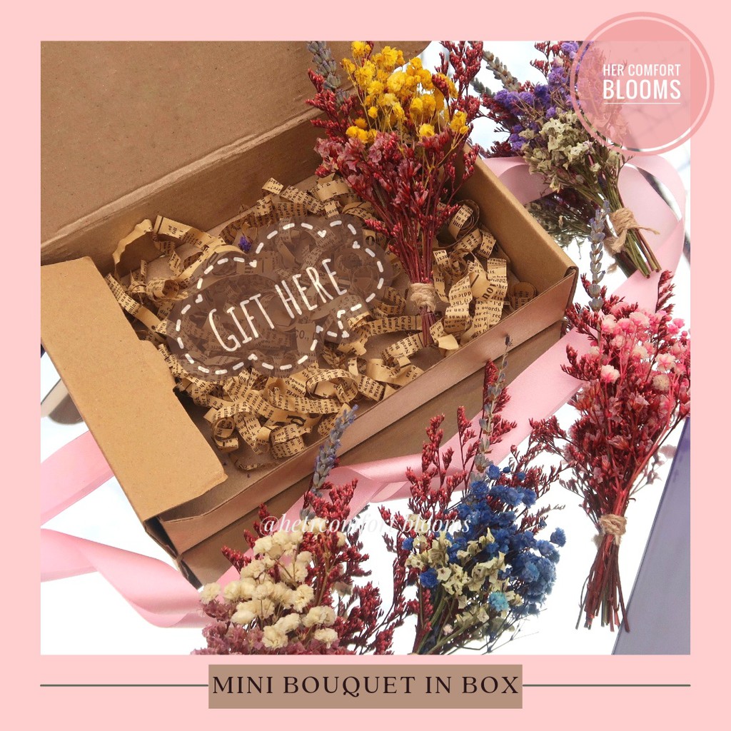 Dried Flowers Mini Bouquet in a Gift Box Shopee Philippines