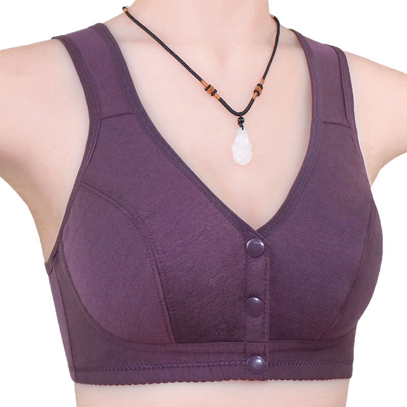 New Smooth Front Button Underwear Women's Cotton Vest Type Middleaged