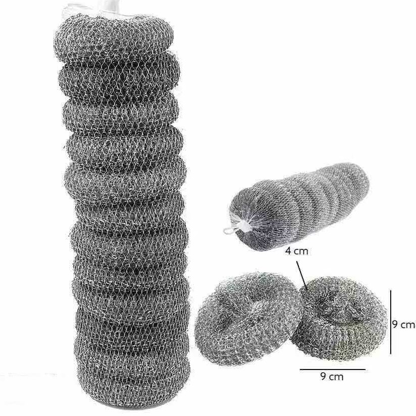 iron wire mesh scourer 25g 12pcs Steel wire cleaning steel ball ...