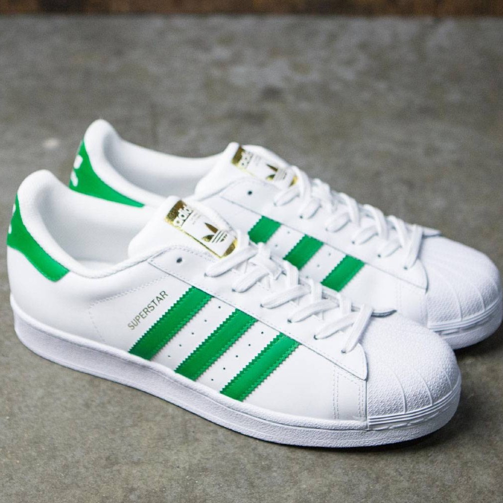 Adidas Superstar White Green for Ladies 