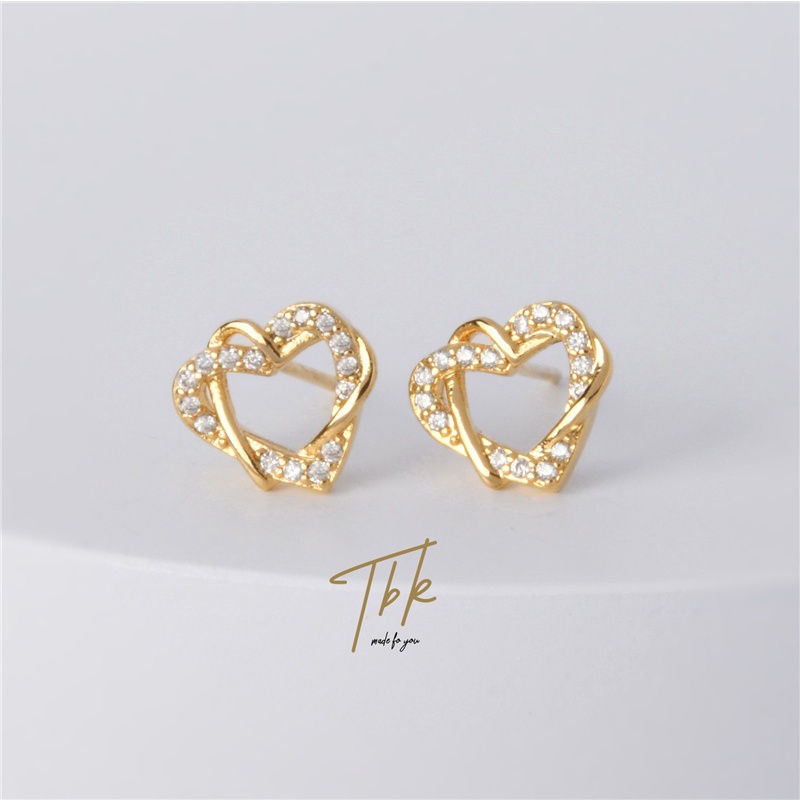 TBK 18K Gold Cubic Zirconia Stud Earrings Accessories For Women 93E ...