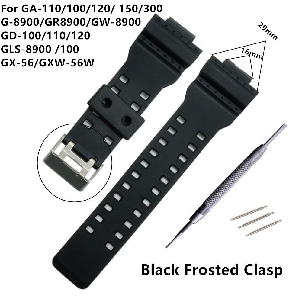 16mm Silicone Rubber Watch Band Strap Fit For Casio G Shock GA110 GA100 ...