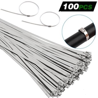 100PCS/ Multi-Purpose Locking Cable Metal Zip Ties Stainless Steel Self Cable Tie Locking Zip Tie