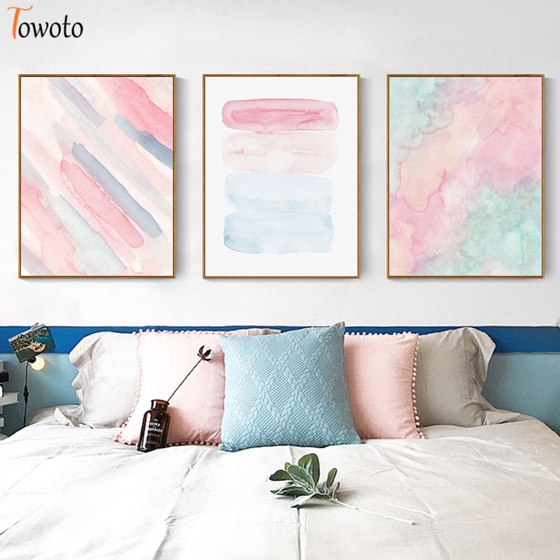 Pastel Abstract Canvas Painting Modern Watercolor Print