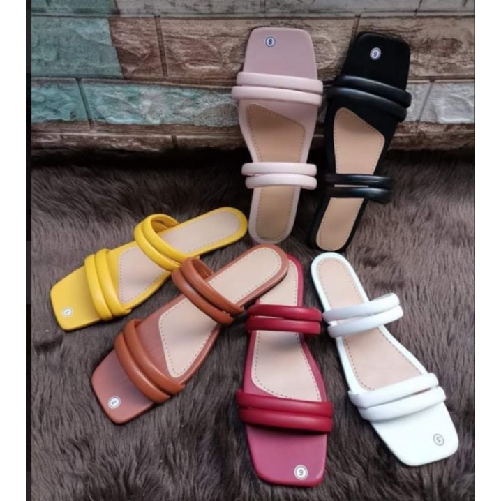 Elle classy 4 strap flat sandals | Shopee Philippines