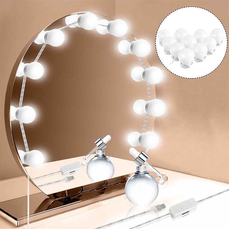 silver dressing table mirror with lights
