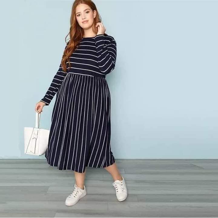 Sanya Stripes Dress Plus Size | Shopee Philippines